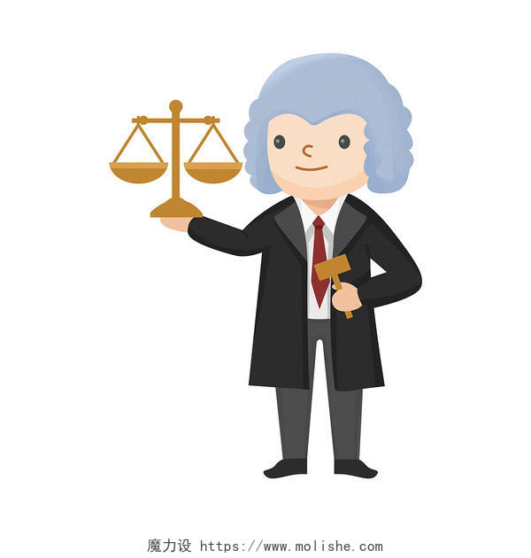 卡通手绘法律人物公平公正png元素法律人物元素